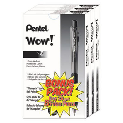 Picture of WOW! Ballpoint Pen Value Pack, Retractable, Medium 1 mm, Black Ink, Black Barrel, 36/PackPEN-BK440ASWUS