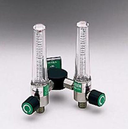 Picture of Timeter® Sure Grip Oxygen Flowmeter Dual with Y Bar 0 - 15 LPM DISS Outlet Chemetron Adapter15002-03Y