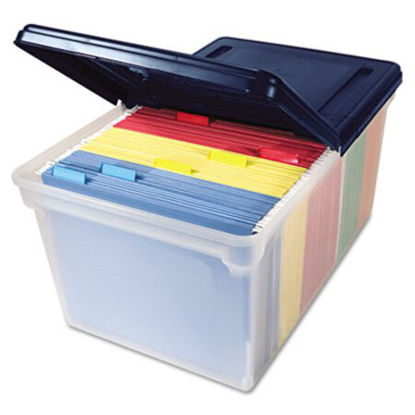 Picture of Extra-Capacity 28" File Tote, Letter Files, 23.25" x 14.25" x 10.63", Clear/NavyAVT-55797