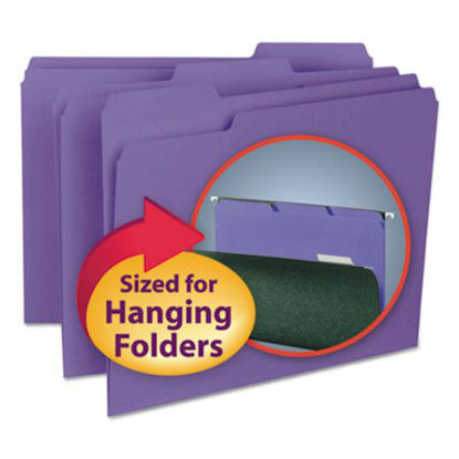 Picture of Interior File Folders, 1/3-Cut Tabs, Letter Size, Purple, 100/BoxSMD-10283