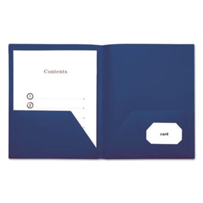 Picture of Two-Pocket Plastic Folders, 11 x 8 1/2, Royal Blue, 10/PackUNV-20542