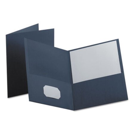 Picture of Twin-Pocket Folder, Embossed Leather Grain Paper, Dark Blue, 25/BoxOXF-57538