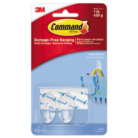 Picture of Clear Hooks and Strips, Plastic, Small, 2 Hooks and 4 Strips/PackMMM-17092CLRES