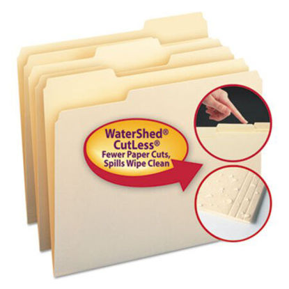 Picture of WaterShed/CutLess File Folders, 1/3-Cut Tabs, Letter Size, Manila, 100/BoxSMD-10343