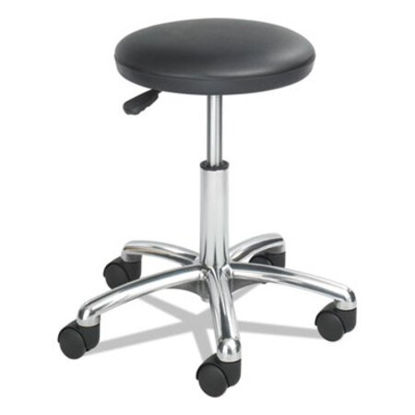 Picture of Height-Adjustable Lab Stool, Backless, Supports Up to 250 lb, 16" to 21" Seat Height, Black Seat, Chrome BaseSAF-3434BL