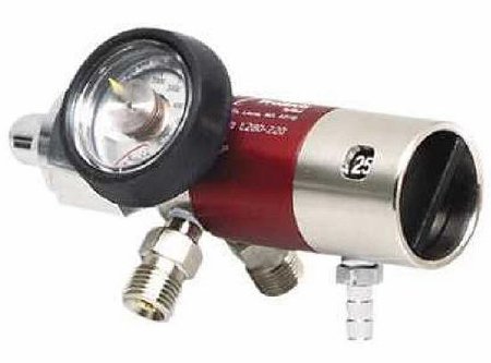 Picture of LSP Oxygen Regulator Continuous with Gauge and 2 Check Valves 0 - 25 LPM Barb Outlet CGA-540L280-220