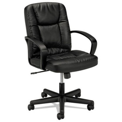 Picture of HVL171 Executive Mid-Back Leather Chair, Supports Up to 250 lb, 16.75" to 20.5" Seat Height, BlackBSX-VL171SB11