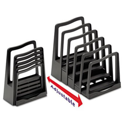 Picture of Adjustable File Rack, 5 Sections, Letter Size Files, 8" x 11.5" x 10.5", BlackAVE-73523