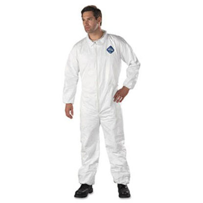 Picture of Tyvek Elastic-Cuff Coveralls, HD Polyethylene, White, 2X-Large, 25/CartonDUP-TY125S2XL