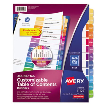 Picture of Customizable TOC Ready Index Multicolor Dividers, 12-Tab, LetterAVE-11127