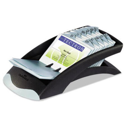 Picture of VISIFIX Desk Business Card File, Holds 200 2.88 x 4.13 Cards, 5 x 9.31 x 3.56, Plastic, Graphite/BlackDBL-241301