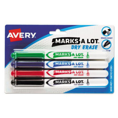 Picture of MARKS A LOT Pen-Style Dry Erase Markers, Medium Bullet Tip, Assorted Colors, 4/Set (24459)AVE-24459