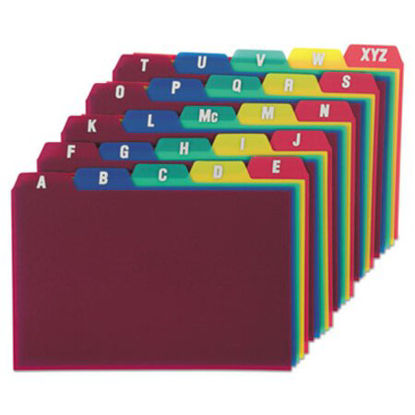 Picture of Durable Poly A-Z Card Guides, 1/5-Cut Top Tab, A to Z, 4 x 6, Assorted Colors, 25/SetOXF-73154
