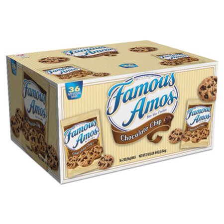 Picture of Famous Amos Cookies, Chocolate Chip, 2 oz Snack Pack, 36/CartonKEB-10003