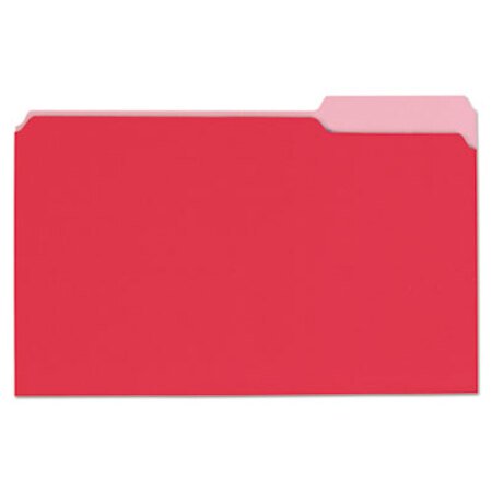 Picture of Deluxe Colored Top Tab File Folders, 1/3-Cut Tabs, Legal Size, Red/Light Red, 100/BoxUNV-10523