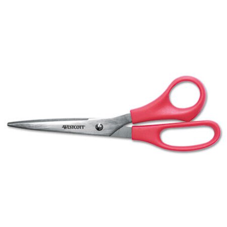 Picture of Value Line Stainless Steel Shears, 8" Long, 3.5" Cut Length, Red Straight HandleACM-40618