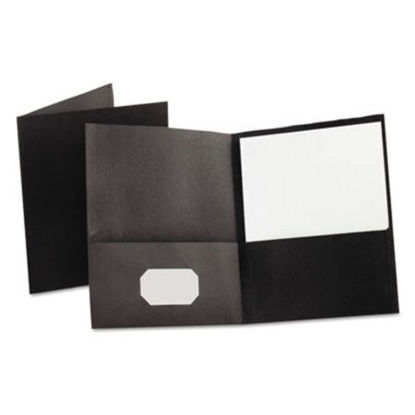 Picture of Twin-Pocket Folder, Embossed Leather Grain Paper, Black, 25/BoxOXF-57506