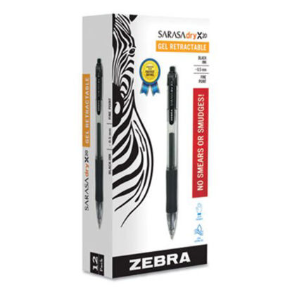 Picture of Sarasa Dry Gel X20 Gel Pen, Retractable, Fine 0.5 mm, Black Ink, Smoke Barrel, DozenZEB-46710