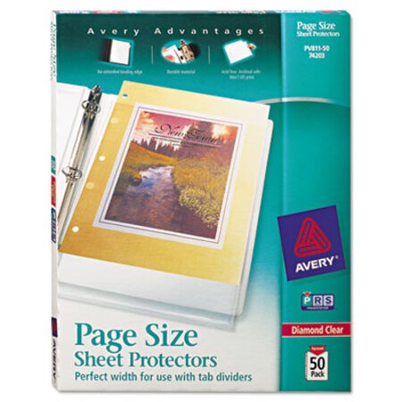 Picture of Top-Load Poly 3-Hole Punched Sheet Protectors, Letter, Diamond Clear, 50/BoxAVE-74203