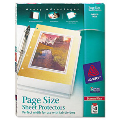 Picture of Top-Load Poly 3-Hole Punched Sheet Protectors, Letter, Diamond Clear, 50/BoxAVE-74203