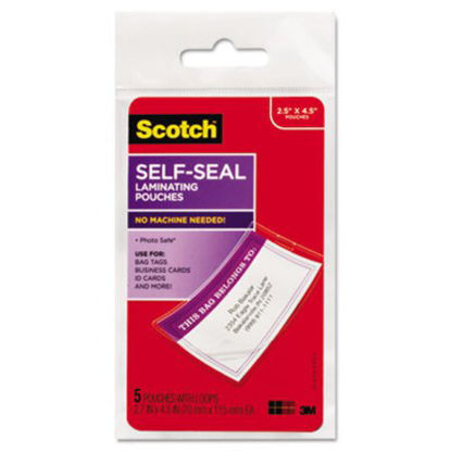 Picture of Self-Sealing Laminating Pouches, 12.5 mil, 2.81" x 4.5", Gloss Clear, 5/PackMMM-LS8535G