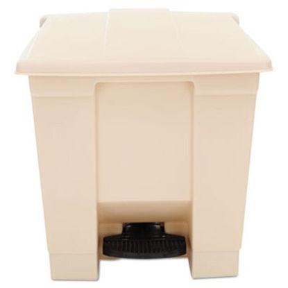 Picture of Indoor Utility Step-On Waste Container, Square, Plastic, 8 gal, BeigeRCP-6143BEI