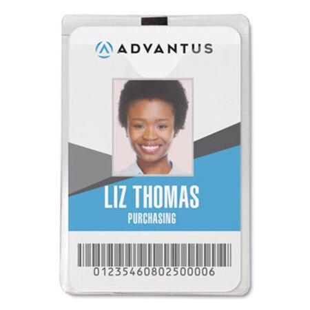 Picture of ID Badge Holder with Clip, Vertical, 3.8 x 4.25, Frosted Transparent, 50/PackAVT-75457