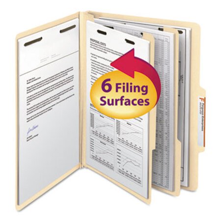 Picture of Manila Four- and Six-Section Top Tab Classification Folders, 2 Dividers, Letter Size, Manila, 10/BoxSMD-14000