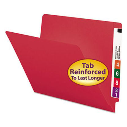 Picture of Reinforced End Tab Colored Folders, Straight Tab, Letter Size, Red, 100/BoxSMD-25710