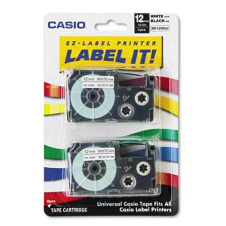 Picture of Tape Cassettes for KL Label Makers, 0.5" x 26 ft, Black on White, 2/PackCSO-XR12WE2S