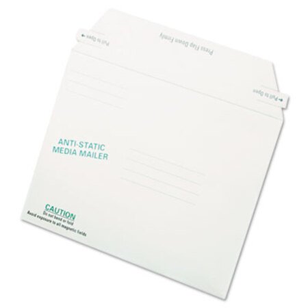 Picture of Antistatic Fiberboard Disk CD/DVD Mailer, Cheese Blade Flap, Closure, 6 x 8.63, White, 25/BoxQUA-64126