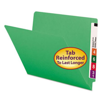 Picture of Reinforced End Tab Colored Folders, Straight Tab, Letter Size, Green, 100/BoxSMD-25110