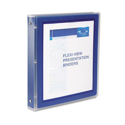 Picture of Flexi-View Binder with Round Rings, 3 Rings, 1" Capacity, 11 x 8.5, Navy BlueAVE-17685