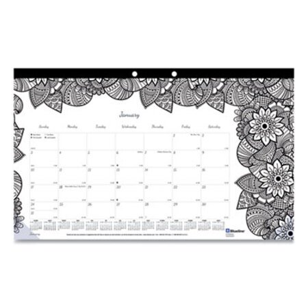 Picture of DoodlePlan Desk Calendar with Coloring Pages, 17.75 x 10.88, 2022RED-C2917001