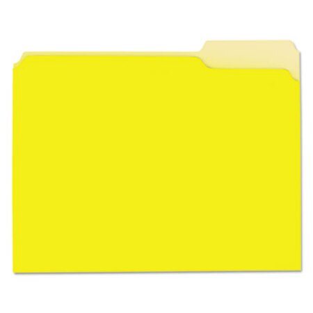 Picture of Interior File Folders, 1/3-Cut Tabs, Letter Size, Yellow, 100/BoxUNV-12304