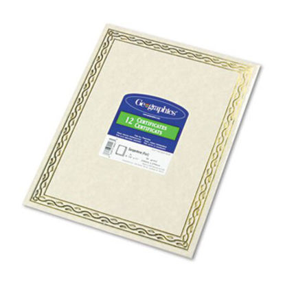 Picture of Foil Stamped Award Certificates, 8-1/2 x 11, Gold Serpentine Border, 12/PackGEO-44407