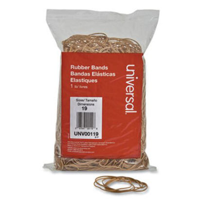 Picture of Rubber Bands, Size 19, 0.04" Gauge, Beige, 1 lb Bag, 1,240/PackUNV-00119