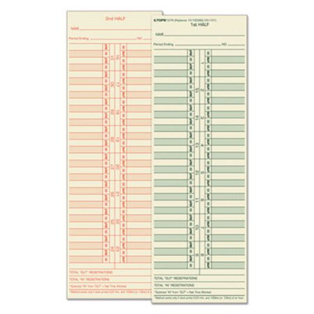 Picture of Time Clock Cards, Replacement for 10-100382/1950-9631, Two Sides, 3.5 x 10.5, 500/BoxTOP-1276