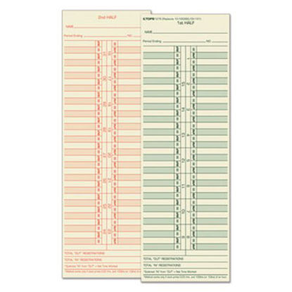 Picture of Time Clock Cards, Replacement for 10-100382/1950-9631, Two Sides, 3.5 x 10.5, 500/BoxTOP-1276