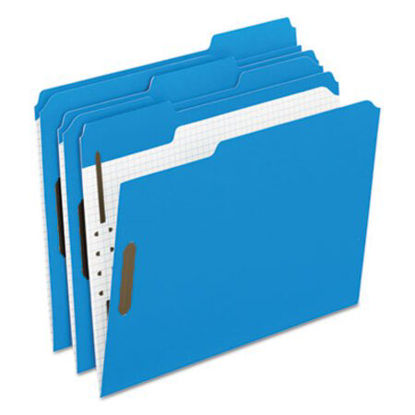 Picture of Colored Folders with Two Embossed Fasteners, 1/3-Cut Tabs, Letter Size, Blue, 50/BoxPFX-21301