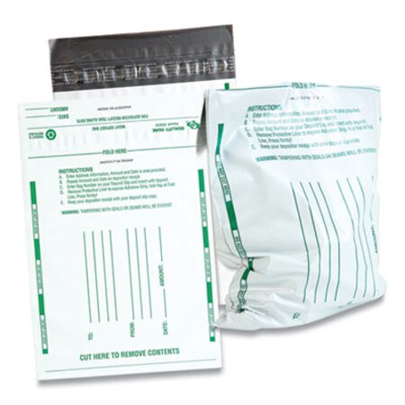 Picture of Poly Night Deposit Bags w/Tear-Off Receipt, 8.5 x 10-1/2, Opaque, 100 Bags/PackQUA-45224
