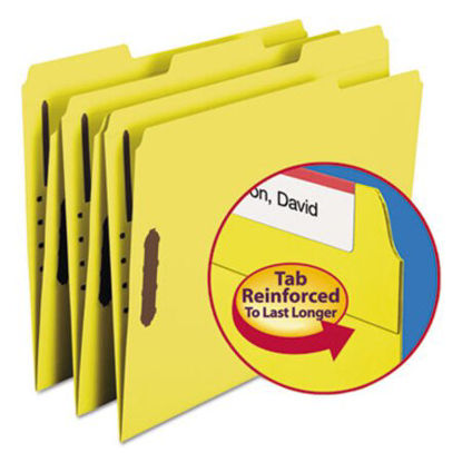 Picture of Top Tab Colored 2-Fastener Folders, 1/3-Cut Tabs, Letter Size, Yellow, 50/BoxSMD-12940