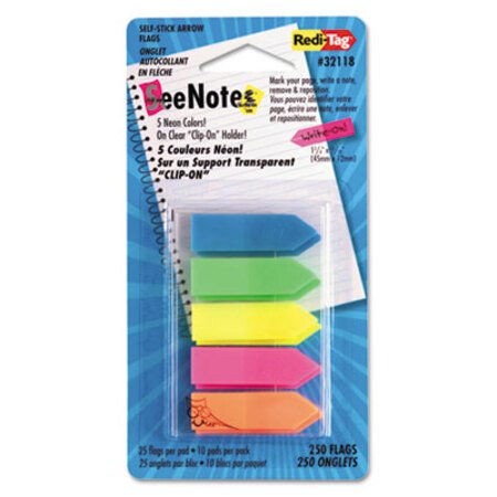 Picture of SeeNotes Transparent-Film Arrow Page Flags, Assorted Colors, 50/Pad, 5 PadsRTG-32118