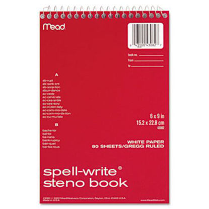 Picture of Spell-Write Wirebound Steno Book, Gregg Rule, 6 x 9, White, 80 SheetsMEA-43082