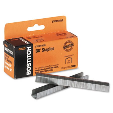 Picture of B8 PowerCrown Premium Staples, 0.38" Leg, 0.5" Crown, Steel, 5,000/BoxBOS-STCR211538