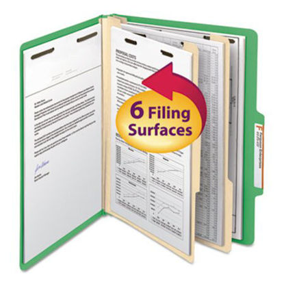 Picture of Colored Top Tab Classification Folders, 2 Dividers, Letter Size, Green, 10/BoxSMD-14002