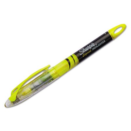 Picture of Liquid Pen Style Highlighters, Fluorescent Yellow Ink, Chisel Tip, Yellow/Black/Clear Barrel, DozenSAN-1754463