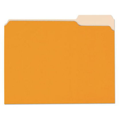 Picture of Deluxe Colored Top Tab File Folders, 1/3-Cut Tabs, Letter Size, Orange/Light Orange, 100/BoxUNV-10507