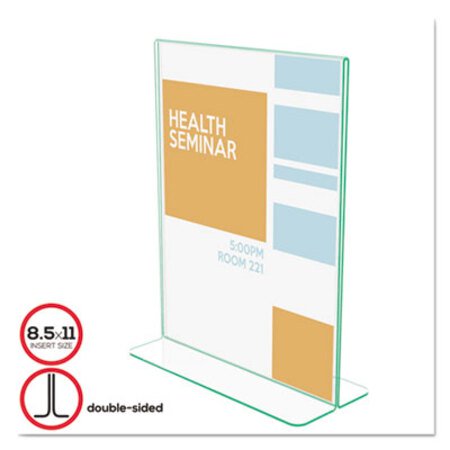 Picture of Superior Image Premium Green Edge Sign Holders, 8 1/2 x 11 Insert, Clear/GreenDEF-5991790