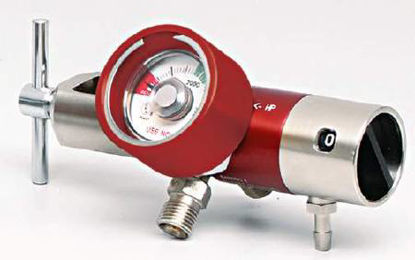 Picture of Rhino™ Oxygen Regulator Continuous with Gauge and 2 Check Valves 0 - 25 LPM Barb Outlet CGA-870L370-220-R